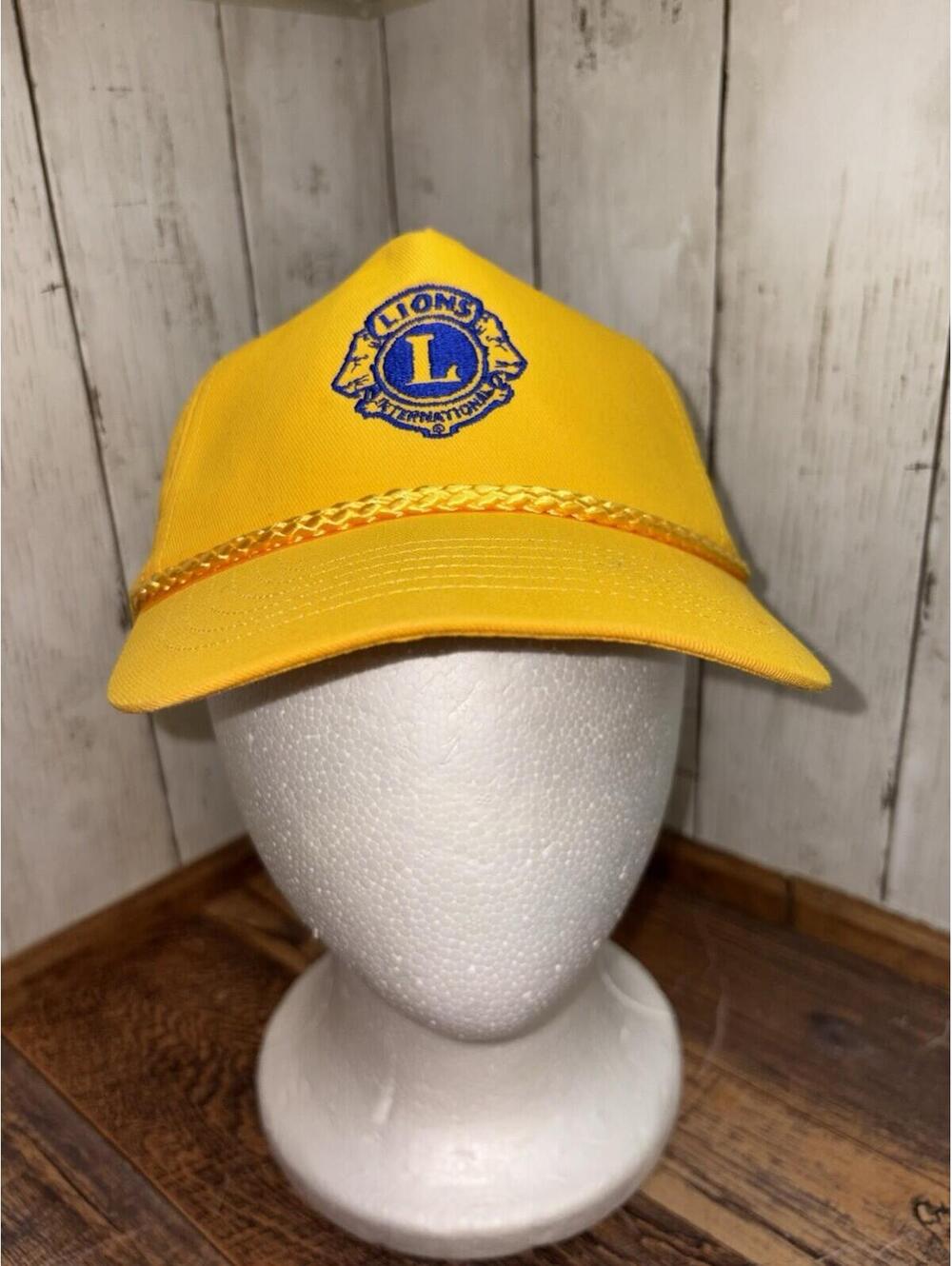 Vintage Lions Club International Snapback Rope Hat Embroidered Yellow Cap